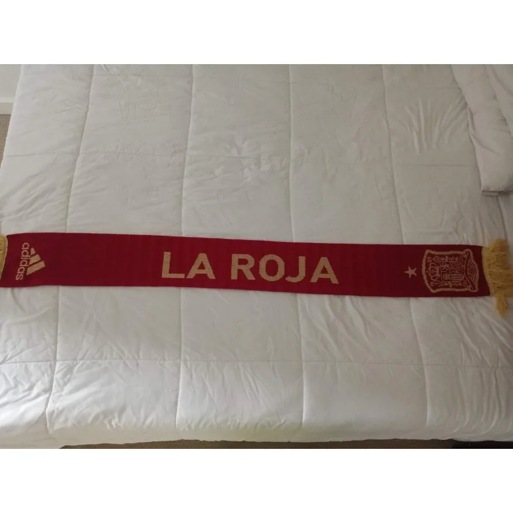 Spain Soccer Adidas Red Gold Scarf Bufanda Football España La Roja FIFA WC 2010
